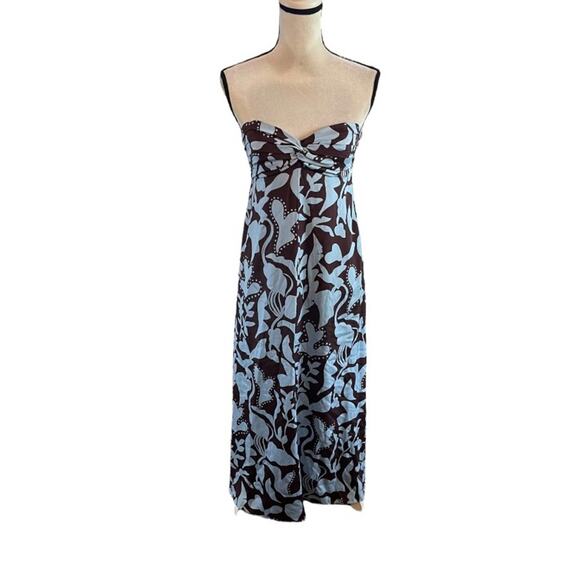 La Ligne Blue Strapless Silk Midi Dress Size Small New Retails $595 - Picture 2 of 6